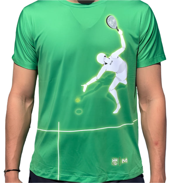 Camisa Eme Cuello Redondo Verde con Dibujo de Jugador