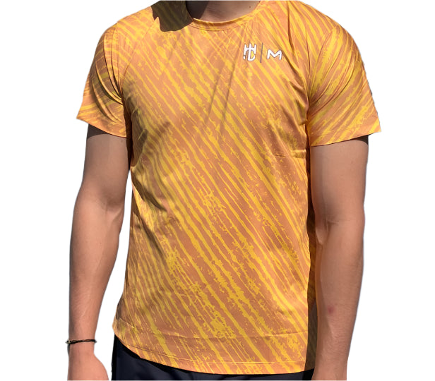 Camisa Eme Cuello Redondo Amarilla con Rayas Amarillas