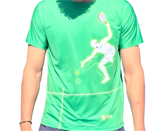 Camisa Eme Cuello Redondo Verde con Dibujo de Jugador