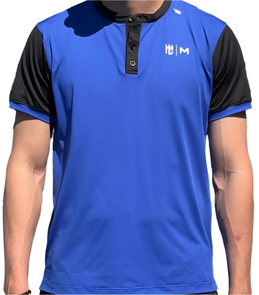 Camisa Eme Estilo Mao Azul con Negro