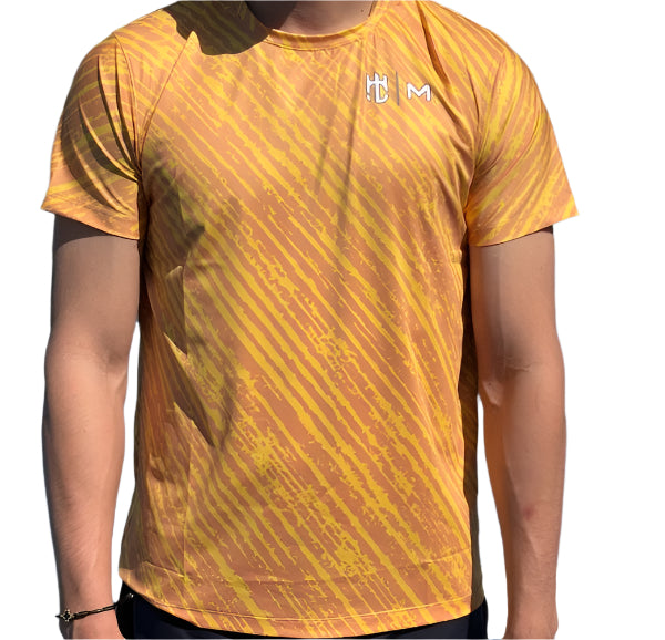 Camisa Eme Cuello Redondo Amarilla con Rayas Amarillas