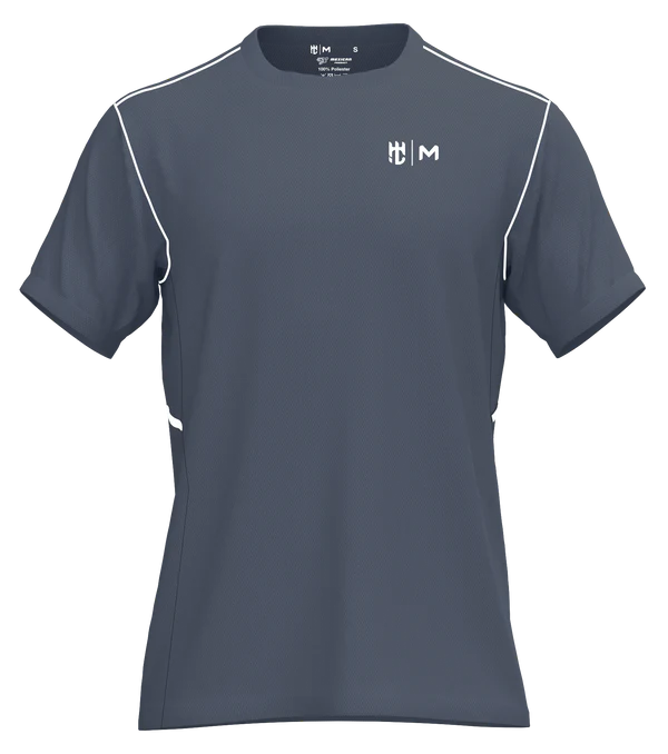 Playera Cuello Redondo Fraccion Gris Oxford Con Blanco
