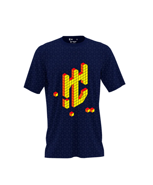 Playera Cuello Redondo Juego Cubos Azul