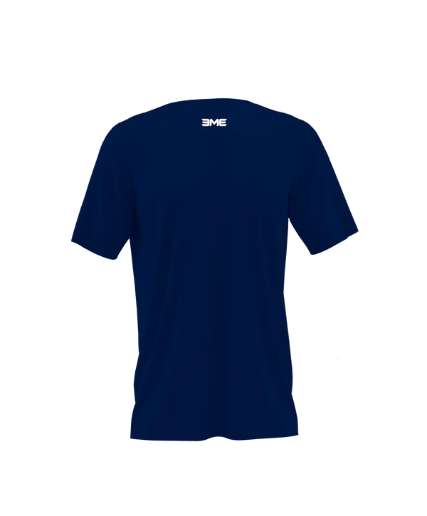 Playera Cuello Redondo Combinación Marino Blanco Linea Media Rosa