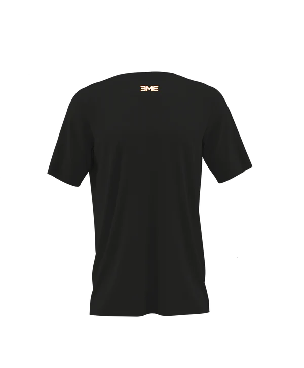 Playera Cuello Redondo Combinación Negro Blanco Liena Media Naranja