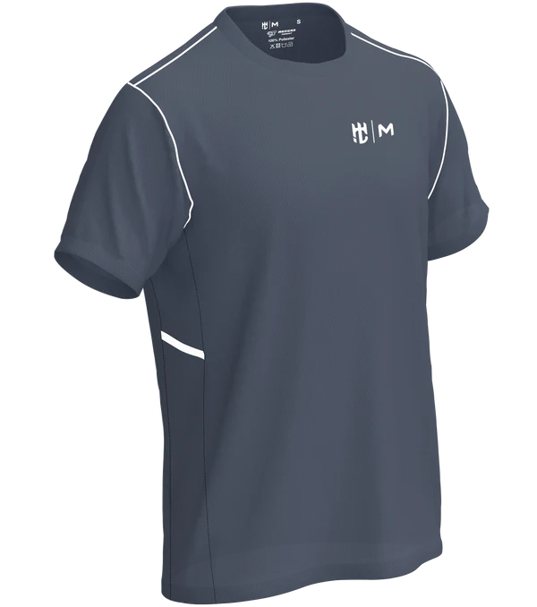 Playera Cuello Redondo Fraccion Gris Oxford Con Blanco