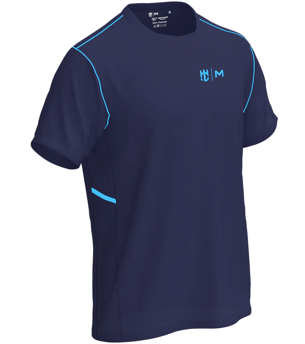 Playera Cuello Redondo Fracción Marino Con Azul Cielo