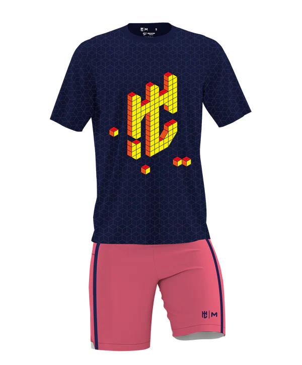 Playera Cuello Redondo Juego Cubos Azul
