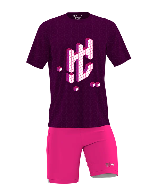 Playera Cuello Redondo Juego Cubos Morado
